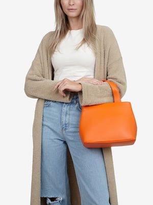 Оранжевая кожаная сумка-тоут среднего размера | 6861919