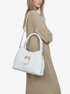 Біла шкіряна сумка-тоут середнього розміру | 6861926