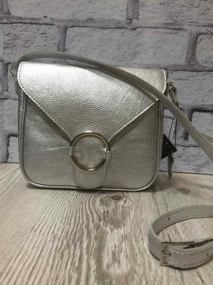 Срібляста шкіряна сумка Дельта | 6861953