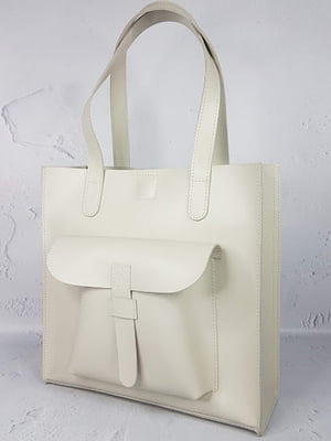 Шкіряна сумка-шопер Гарда молочного кольору | 6861957