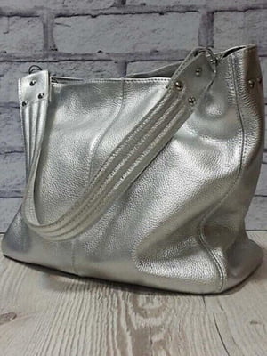 Срібляста шкіряна сумка Єва | 6861965