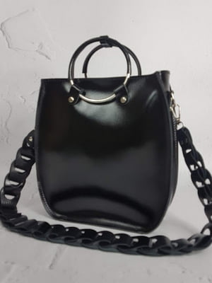 Чорна шкіряна сумка Мальва | 6862012