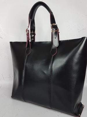 Чорна шкіряна сумка-шопер Еліс | 6862023