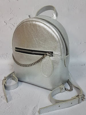 Сріблястий шкіряний рюкзак Шайн | 6862029