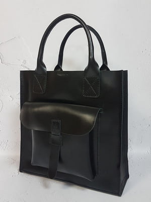 Чорна шкіряна сумка-шопер Гарда | 6862043