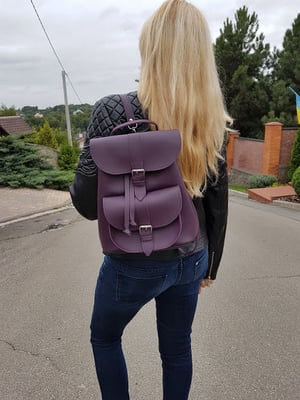 Фіолетовий шкіряний рюкзак Вояж | 6862046