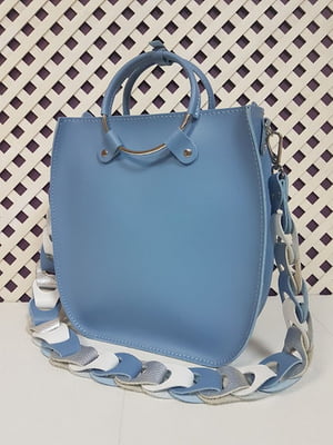 Блакитна шкіряна сумка Мальва | 6862100
