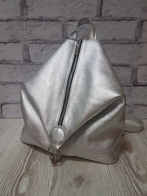 Сріблястий шкіряний рюкзак Паріс | 6862135