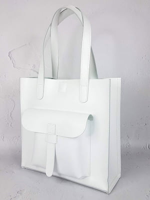 Біла шкіряна сумка-шопер Гарда | 6862162