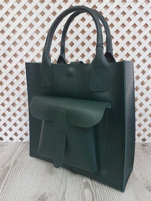 Зелена шкіряна сумка-шопер Гарда | 6862245