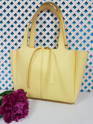 Жовта шкіряна сумка-шопер Марго | 6862309