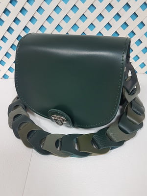 Зелена шкіряна сумка Кенді з плетеним ремінцем | 6862354