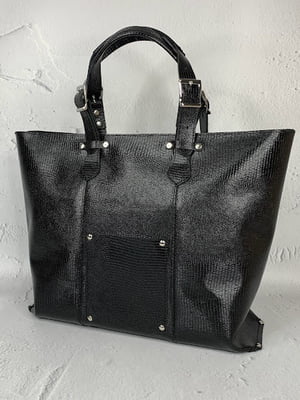Чорна шкіряна сумка-шопер Еліс | 6862437