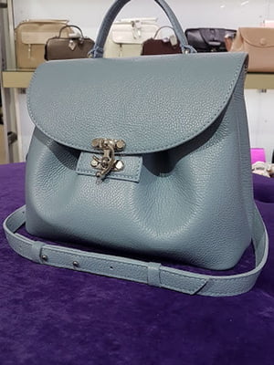 Блакитна шкіряна сумка Фіджі | 6862460