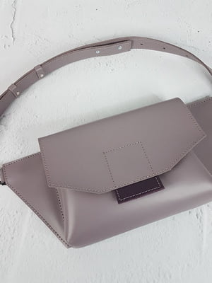 Шкіряна поясна сумка Алекса сіро-бузкового кольору | 6862559