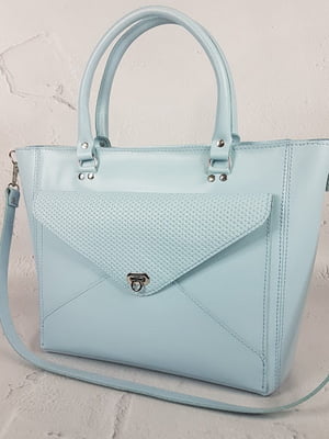 Блакитна шкіряна сумка Бона | 6862560