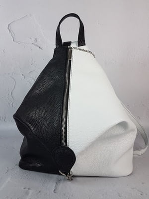 Чорно-білий шкіряний рюкзак Паріс | 6862563
