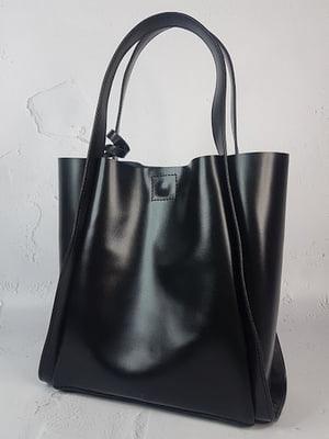 Чорна шкіряна сумка-шопер Дольче | 6862578