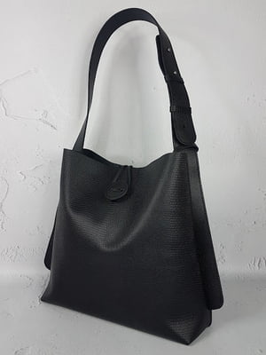 Чорна шкіряна сумка-шопер Барбара | 6862603