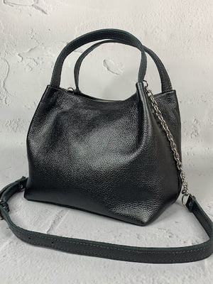 Чорна шкіряна сумка Жаклін | 6862702