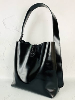 Чорна шкіряна сумка-шопер Барбара | 6862783