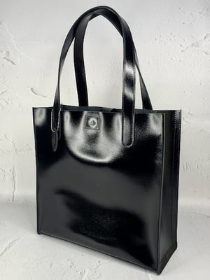 Чорна шкіряна сумка-пакет Анет | 6862799