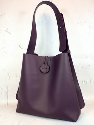 Фіолетова шкіряна сумка-шопер Барбара | 6862804