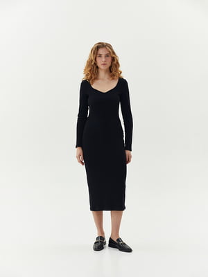 Приталена сукня з довгим рукавом чорна | 6862835