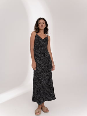 Шелковое платье-миди в бельевом стиле черное | 6862901