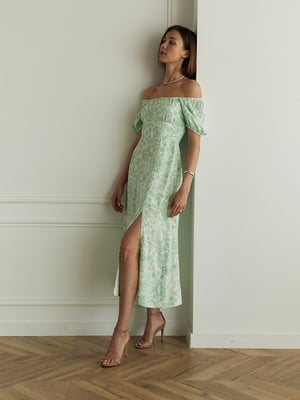 Приталена сукня з еластичною спинкою зелена | 6862922