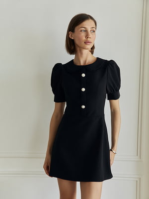 Приталенное платье с юбкой-трапецией черное | 6862946