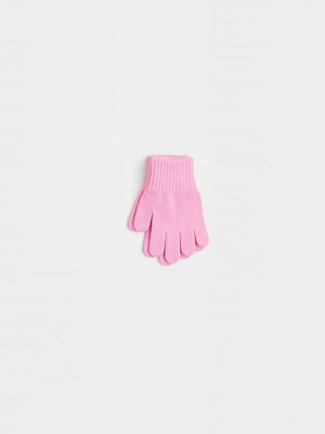 Перчатки с ребристыми манжетами розовые | 6863024