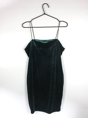 Сукня темно-зелена на тонких бретелях | 6863375
