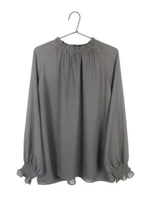 Чорна блуза з комірцем в складку | 6863455