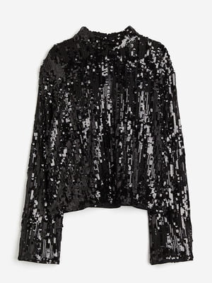 Блуза чорна з сітки з блискітками | 6863535
