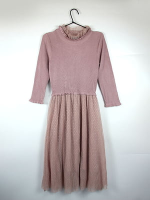 Сукня рожева з оригінальним коміром | 6864126