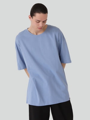 Синя подовжена футболка | 6864396