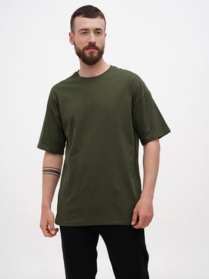 Бавовняна футболка кольору хакі | 6852371