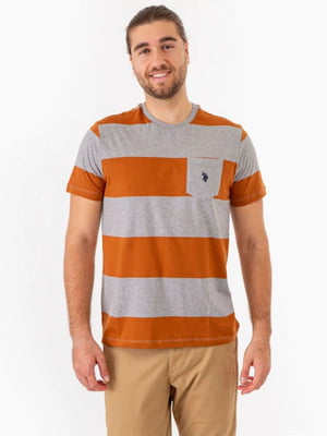 Оранжевая футболка в полоску | 6864800