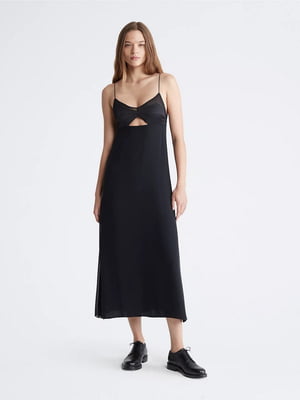 Легка чорна сукня максі з вирізом | 6864859