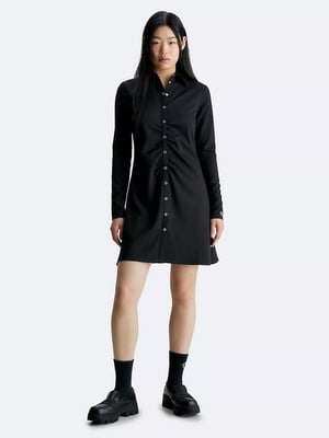Чорна сукня-сорочка з довгим рукавом | 6864869