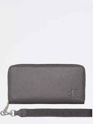 Стильний сірий гаманець з ремінцем на руку | 6864917