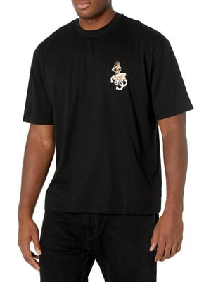 Черная хлопковая футболка с принтом | 6864969
