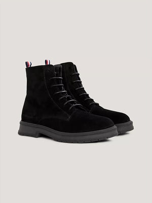 Черные замшевые ботинки на шнуровке | 6865036