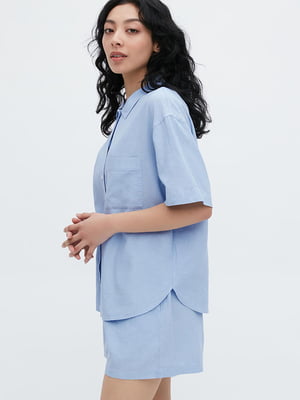 Голубая пижама: рубашка и шорты | 6865059