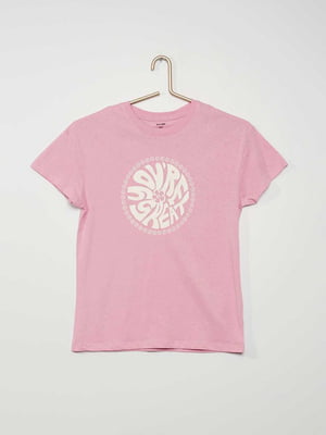 Фиолетовая трикотажная футболка с рисунком | 6865298