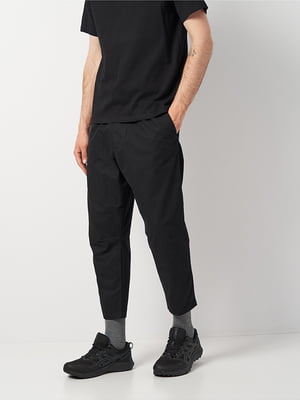 Укорочені чорні штани з прорізними кишенями | 6865343