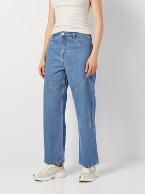 Синие прямые джинсы с широкими штанинами | 6865369