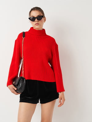 Красный свитер оверсай в рубчик | 6865386