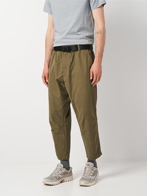Укорочені штани кольору хакі з прорізними кишенями | 6865414